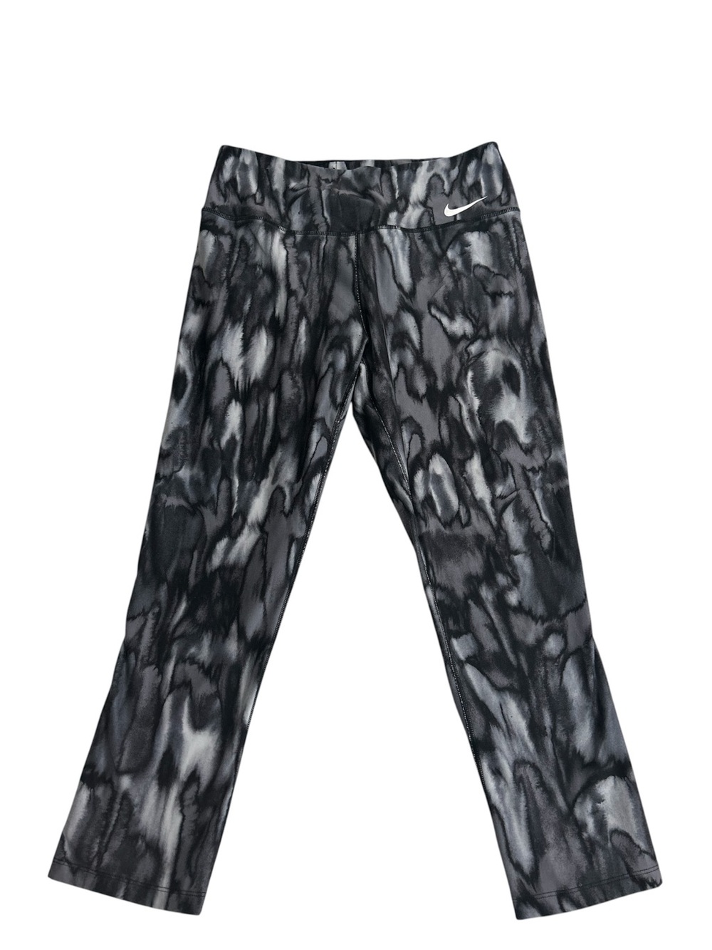 Women's Nike Dri-FIT Athletic Leggings Size Medium - Gray/Black Abstract Print